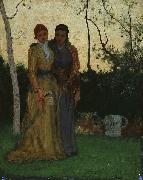 George Inness Two Sisters in the Garden oil on canvas